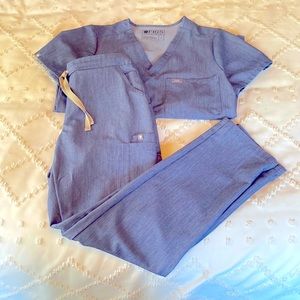 Figs Heather Denim Scrub Set S